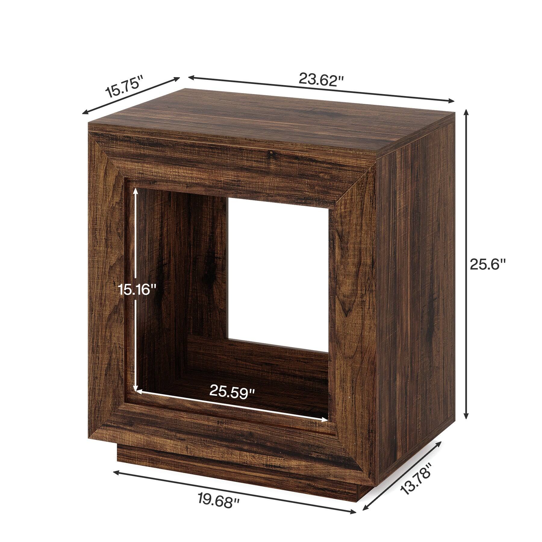 Tribesigns End Table with Wood Construction, Storage Shelves and Space ...
