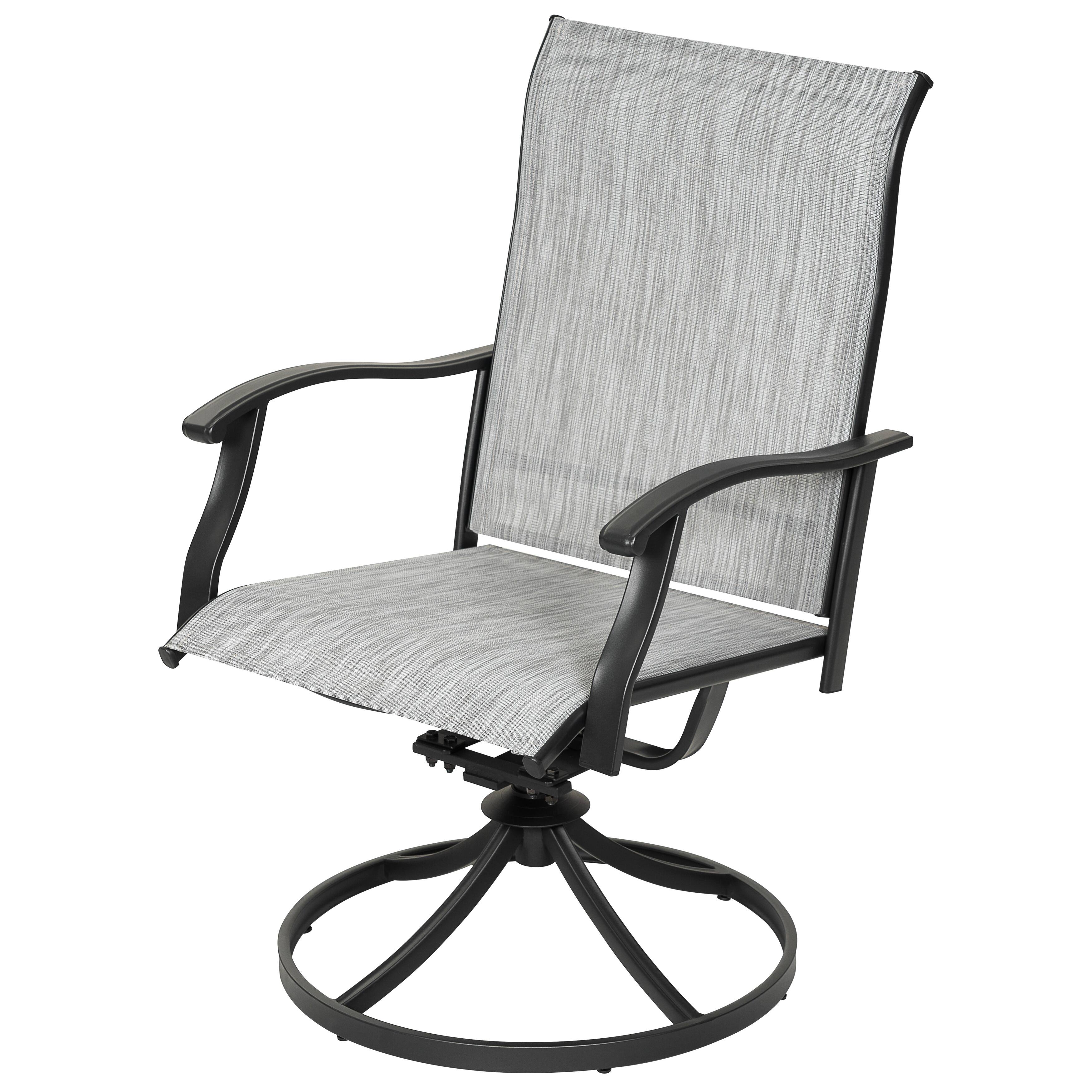 Alt View 5. Nuu Garden - Outdoor 2-Piece Patio Swivel Chair Set, Textilene Fabric, Iron Frame - Black and Gray.