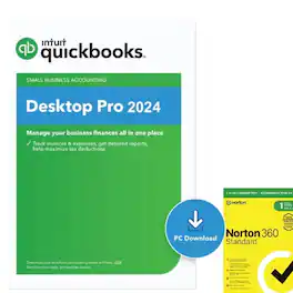 QuickBooks - Quick Books Desktop Pro 2024 (Lifetime, 3 Users) + Norton 360 Standard | Software Key Card - Windows