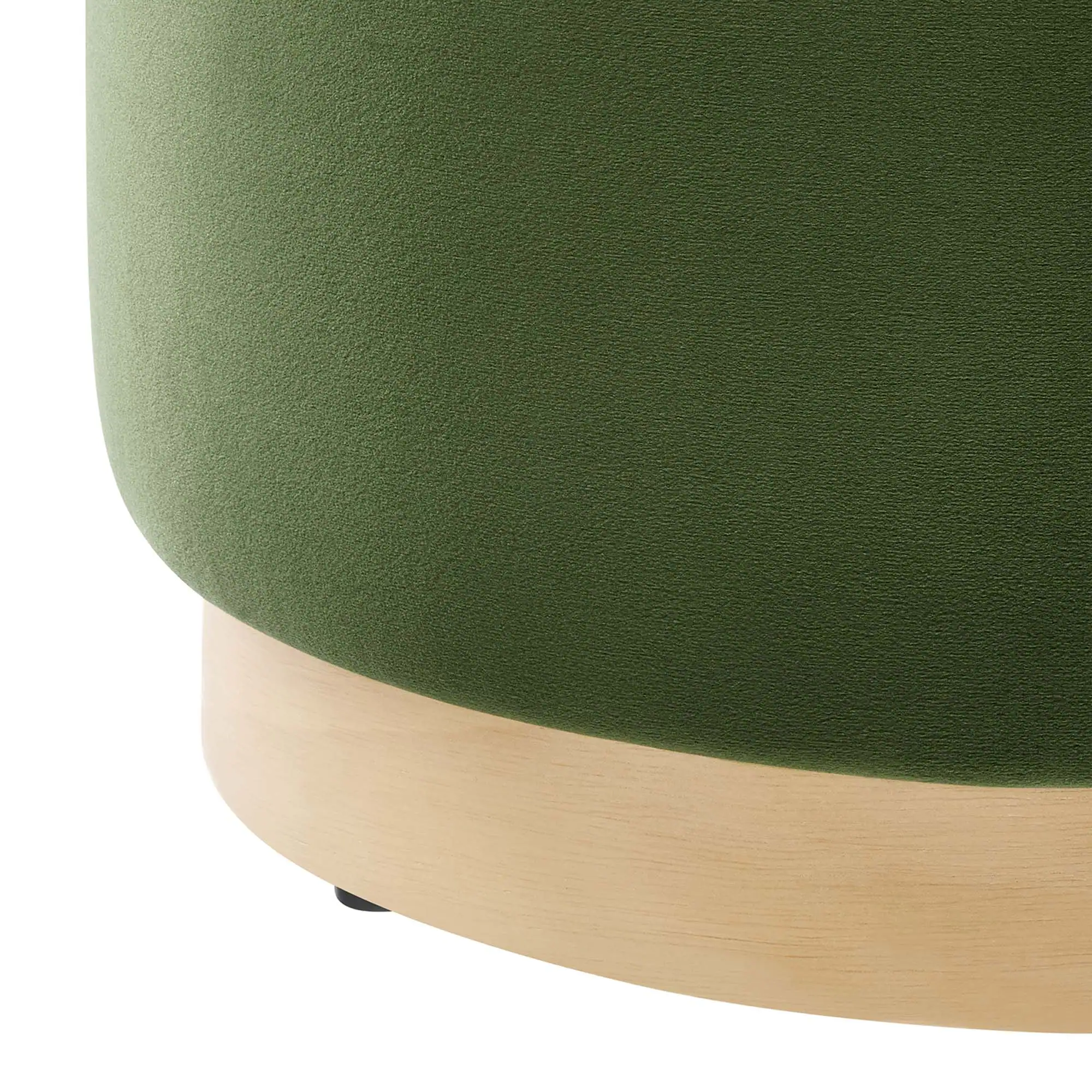 Alt View 4. Modway - Tilden 16" Round Performance Velvet Upholstered Ottoman by Modway - Moss Green Natural.