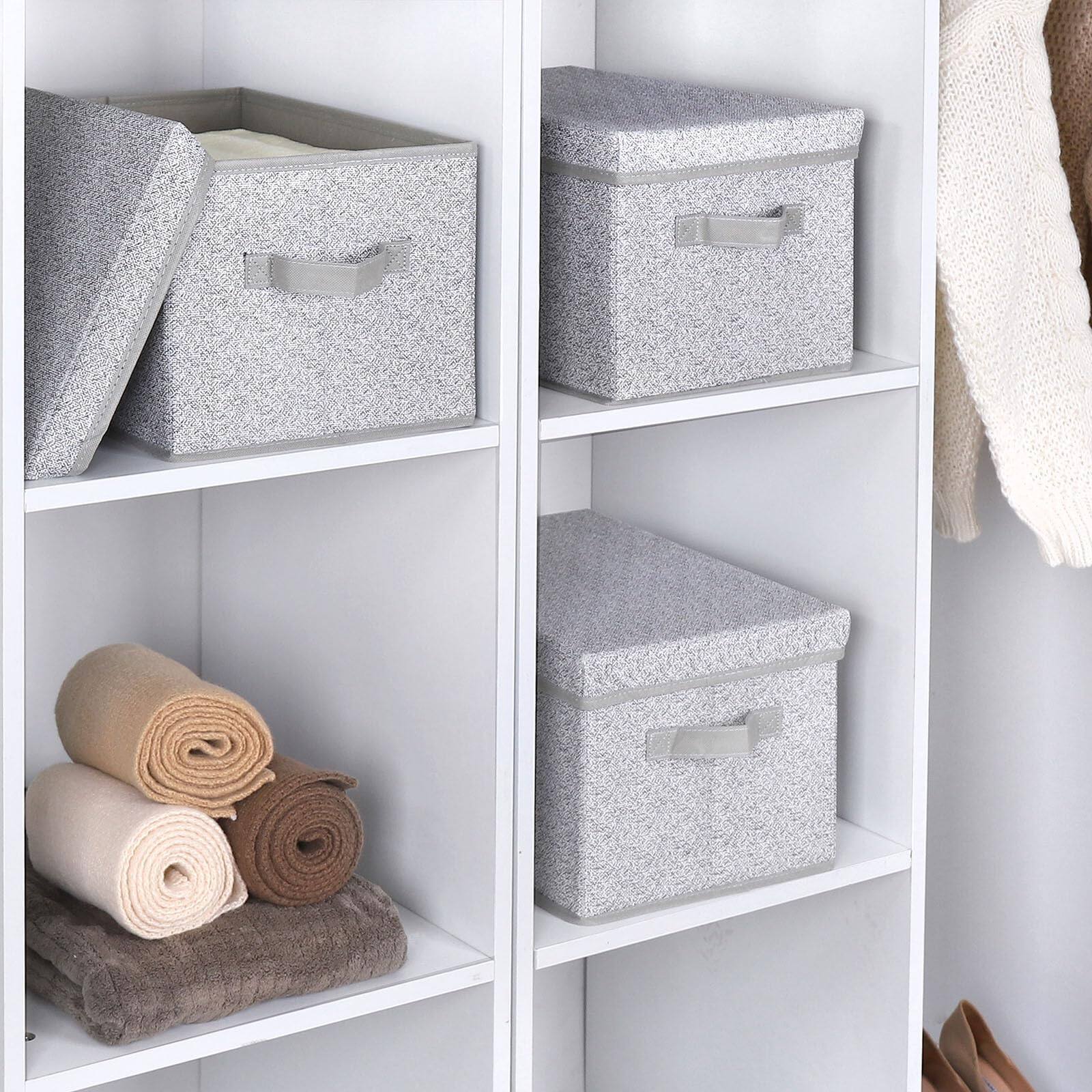 Alt View 3. Dazzling Pops - WUIKE Foldable Storage Bins with Lids, Storage Boxes with Handles, Closet Shelf Organizer, Fabric Storage B... - Slub Gray Large.