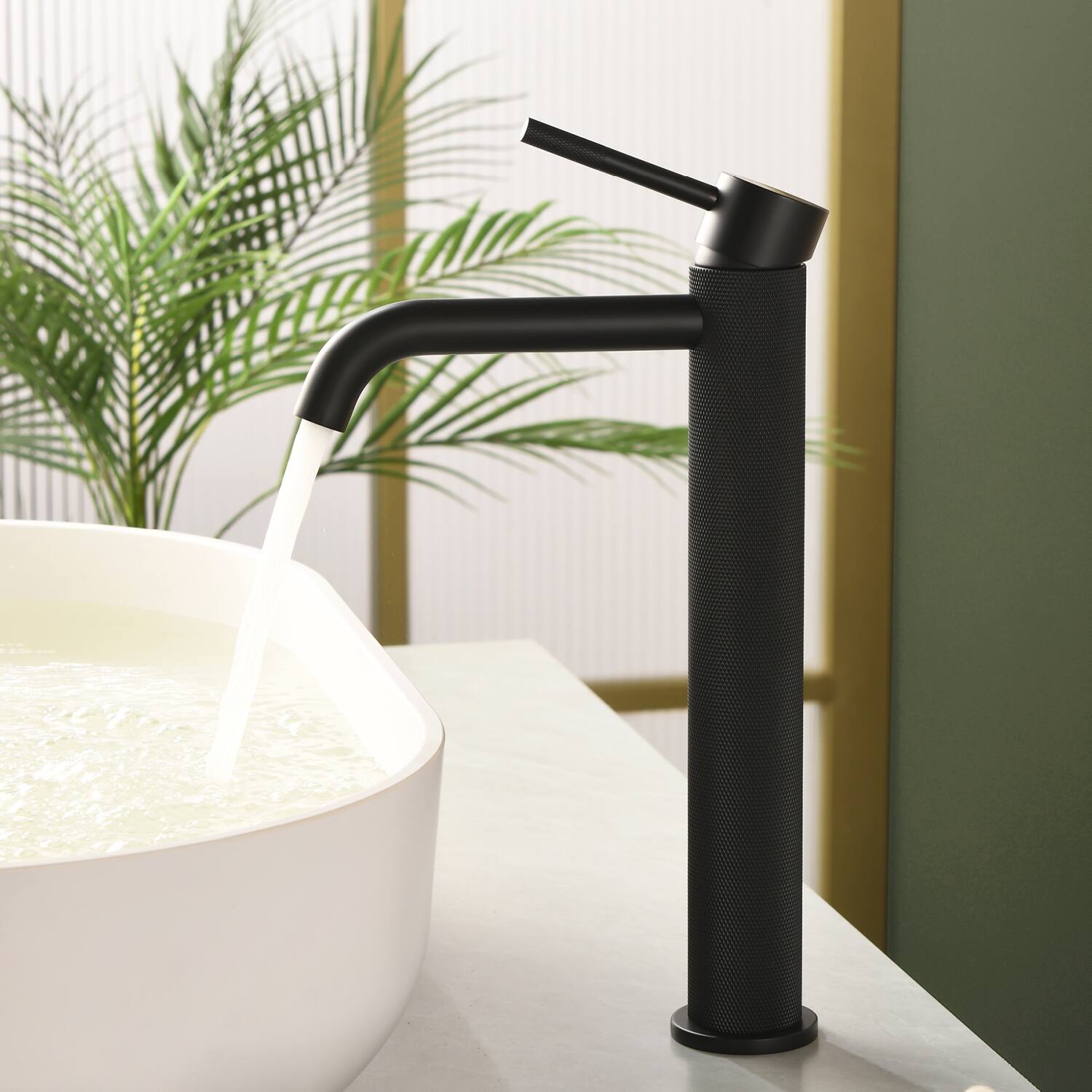 Alt View 4. Boyel Living - Matte Black Carved Bathroom Faucet Solid Brass Single Handle - Matte Black.