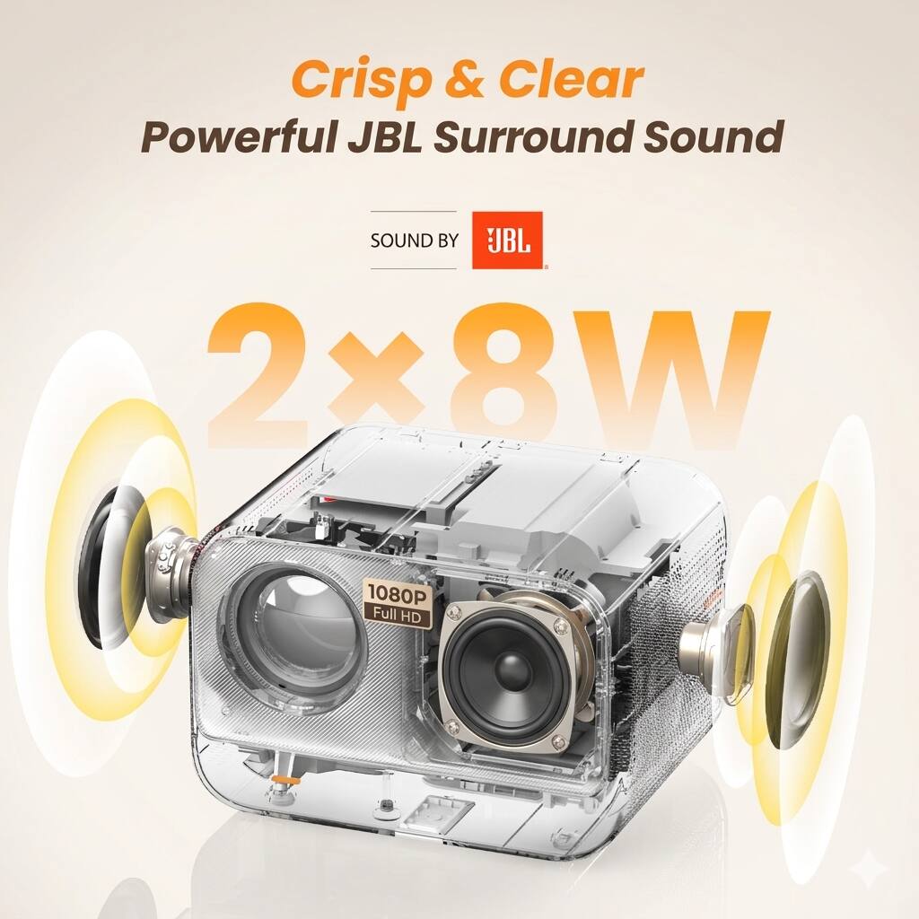 Crisp & Clear  
Powerful JBL Surround Sound  
SOUND BY JBL  
2 x 8W  
1080P Full HD