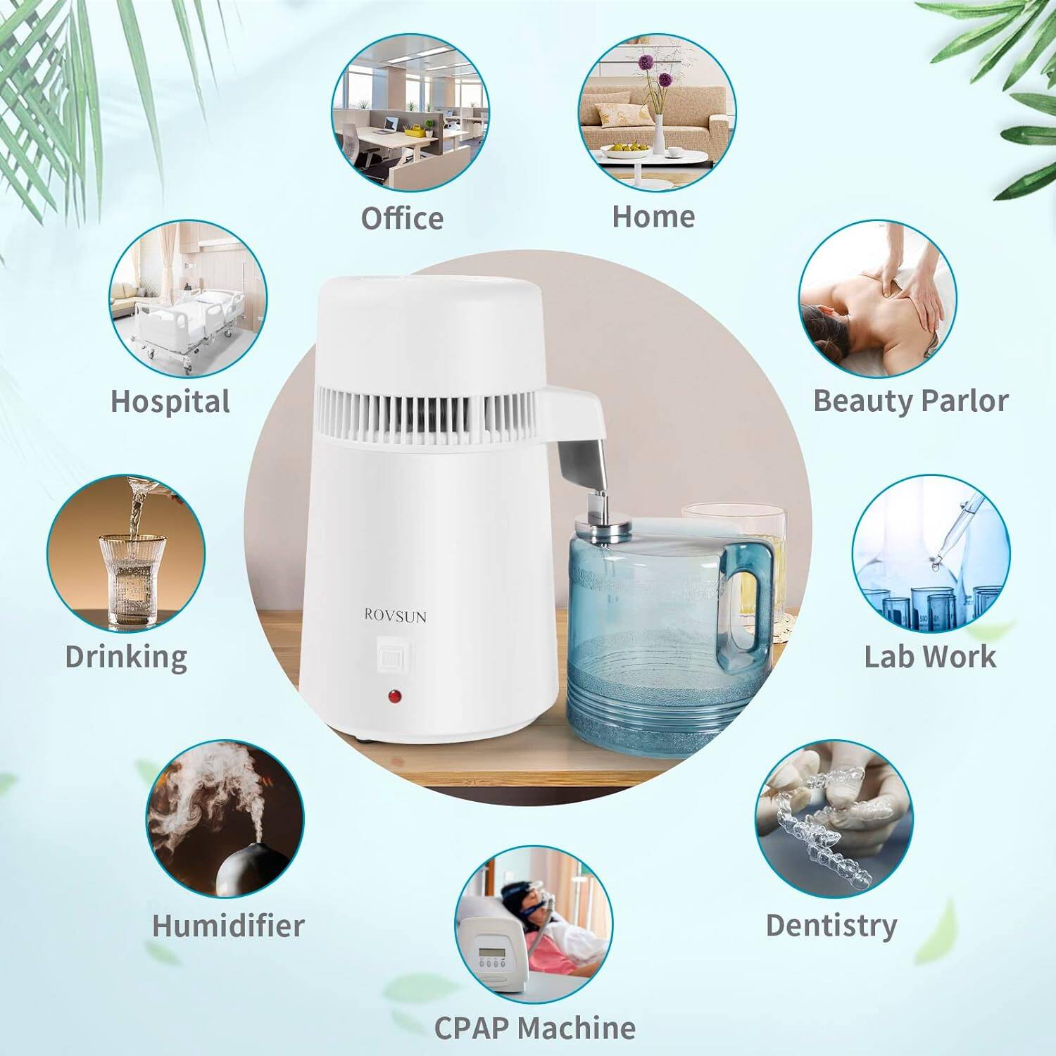 Office  
Home  
Hospital  
Beauty Parlor  
Drinking  
ROVSUN  
Lab Work  
Humidifier  
Dentistry  
CPAP Machine