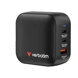 Verbatim - 70W 3-Port USB Mini GaN Wall Charger - Black