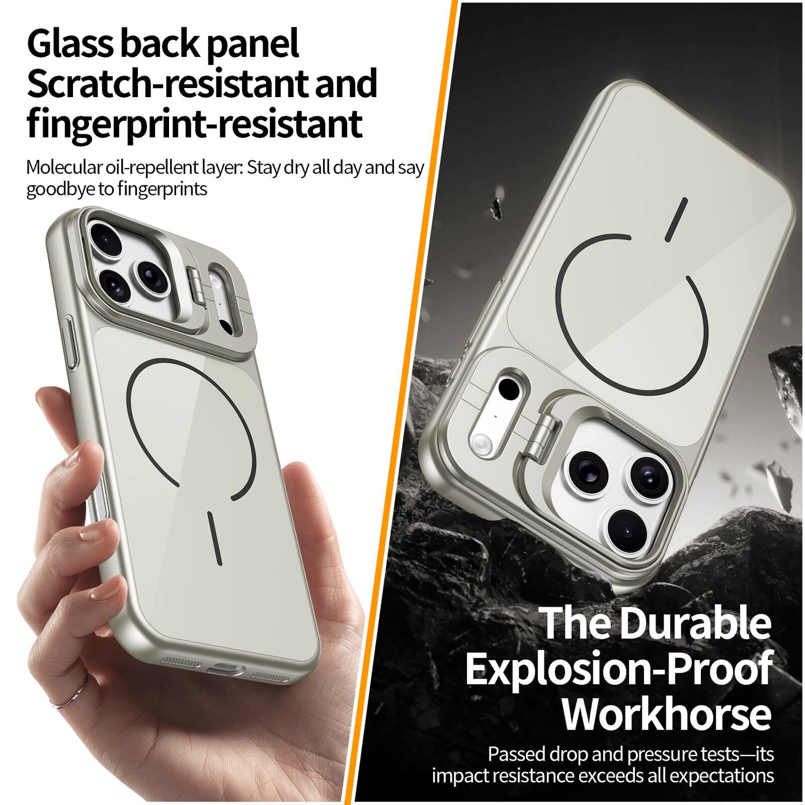 Glass back panel Scratch-resistant and fingerprint-resistant Molecular oil-repellent layer: Stay dry all day and say goodbye to fingerprints

The Durable Explosion-Proof Workhorse Passed drop and pressure tests—its impact resistance exceeds all expectations