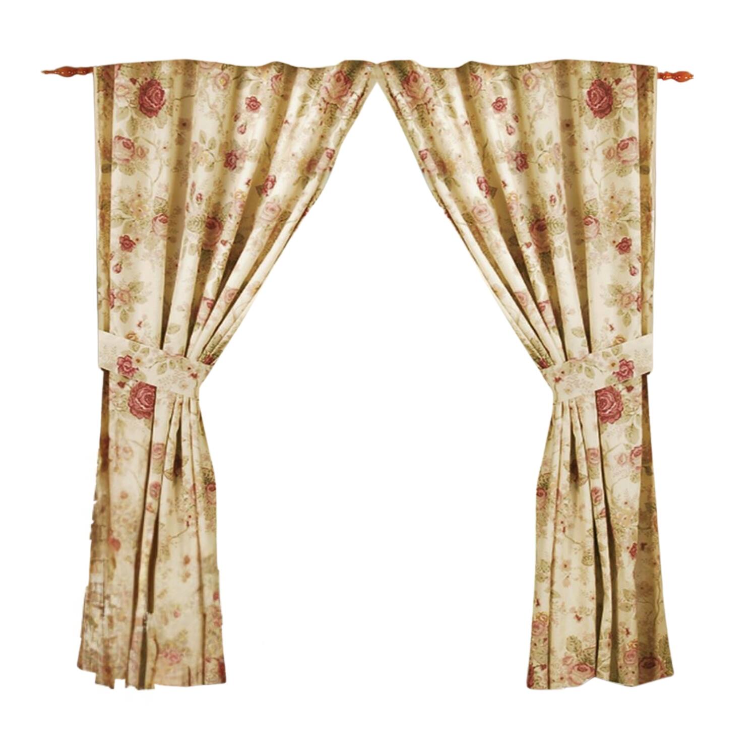 Angle. Greenland Home Fashions - Greenland Home Fashion Antique Rose Window Panel Pair - Multi 42x84" - Multi.