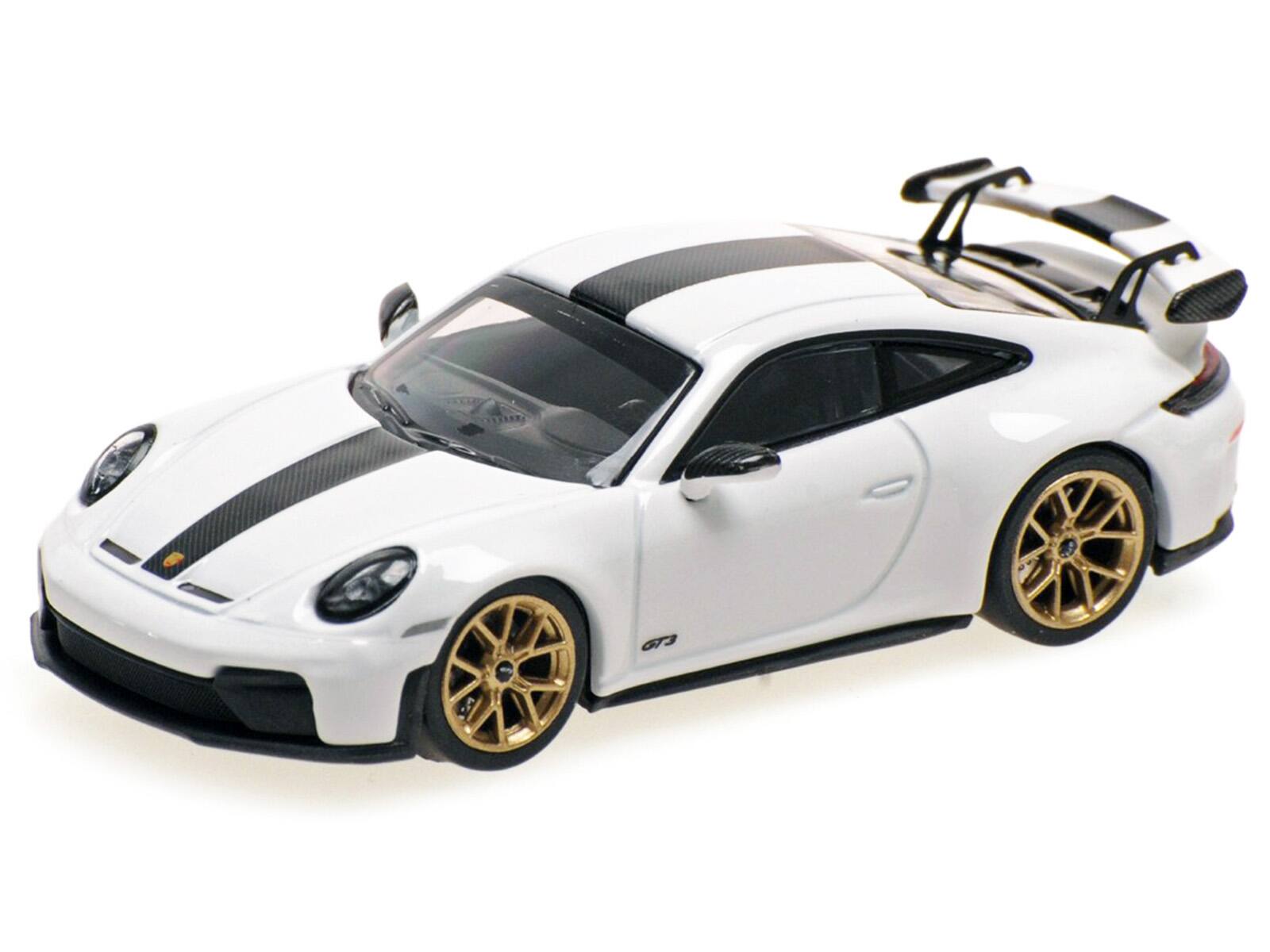 Alt View 1. Minichamps - 2025 Porsche 911 (992.2) GT3 Weissach Package White with Carbon Stripe Limited Edition 1/64 Model Car by Minichamps.