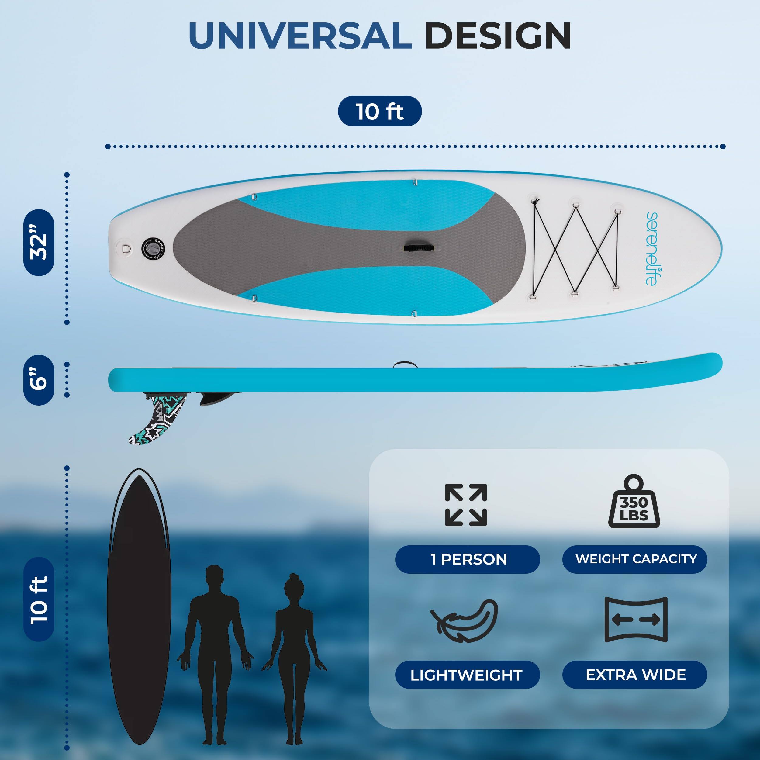 UNIVERSAL DESIGN  
10 ft  
32"  
6"  
XX  
serenelife  
350 LBS  
1 PERSON WEIGHT CAPACITY  
LIGHTWEIGHT EXTRA WIDE