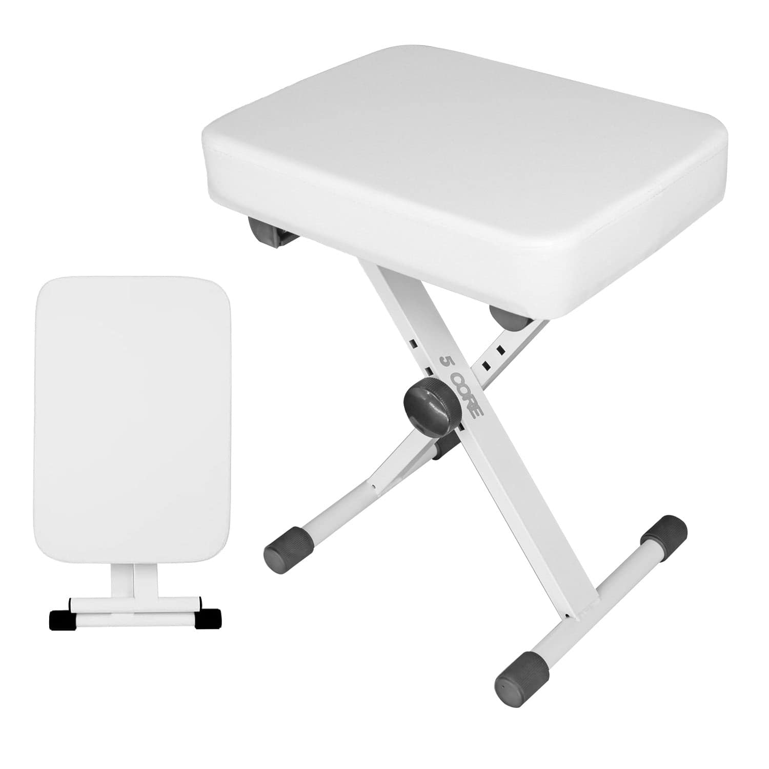 "5 CORE - Keyboard Bench 3"" Padded Cushioned Piano Stool Height Adjustable Guitar Seat Folding Portable - White" price history on PriceWatchPro
