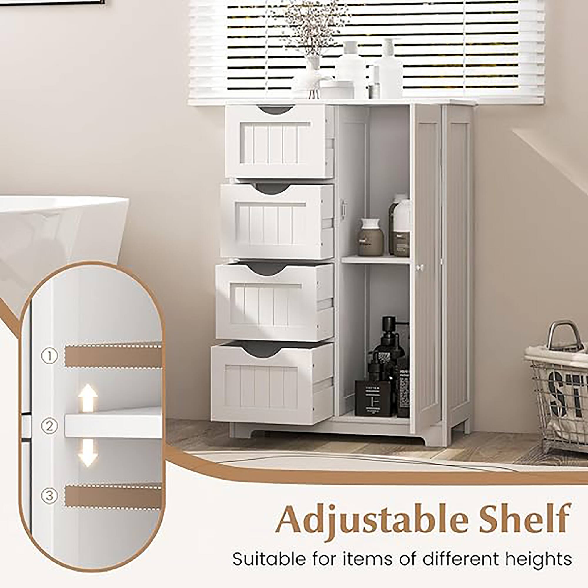Adjustable Shelf  
Suitable for items of different heights