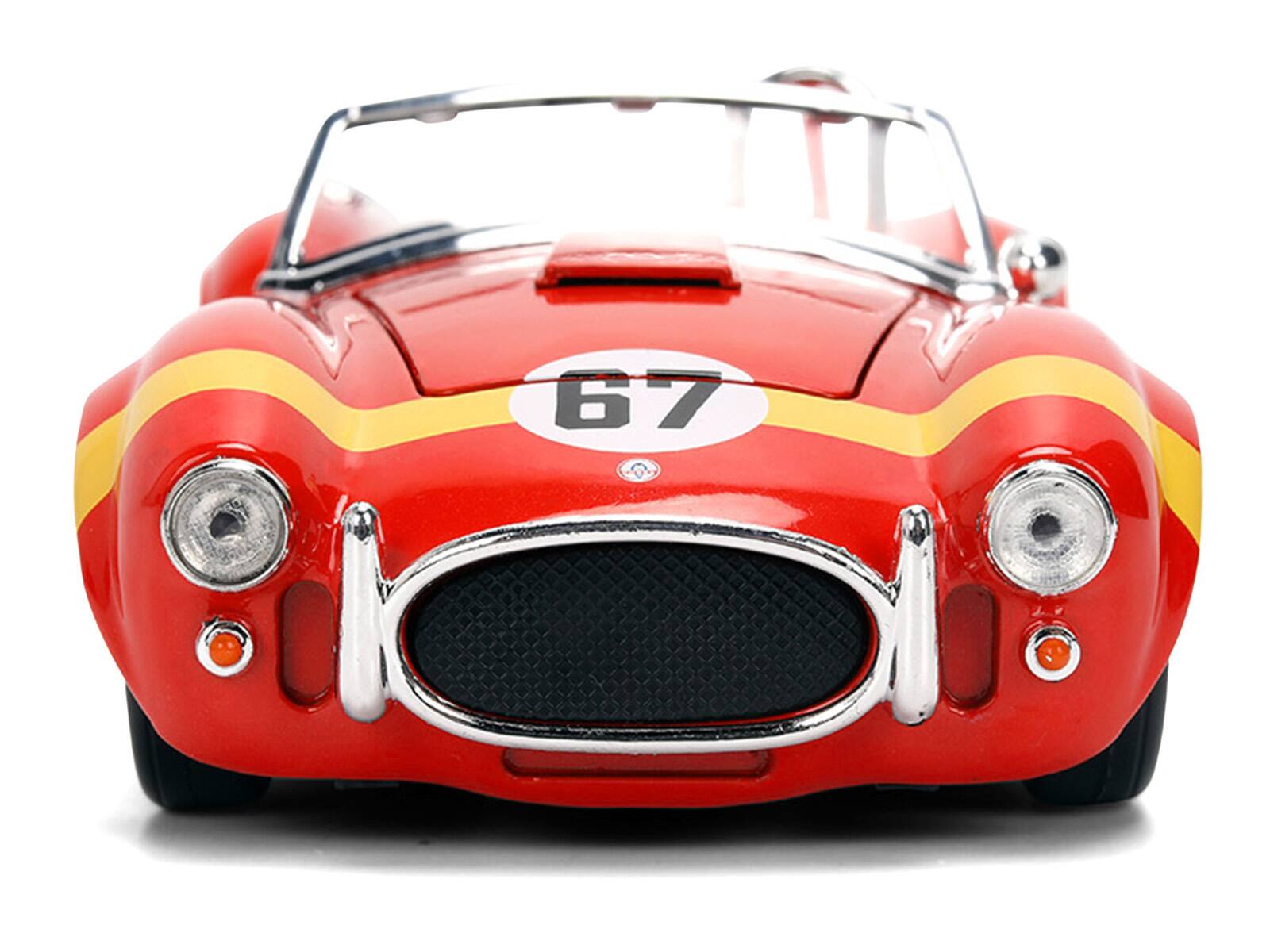 Alt View 5. Jada - 1965 Shelby Cobra 427 S/C #67 Red with Yellow Stripe "Bigtime Muscle" Series 1/24 Diecast Model Car by Jada.