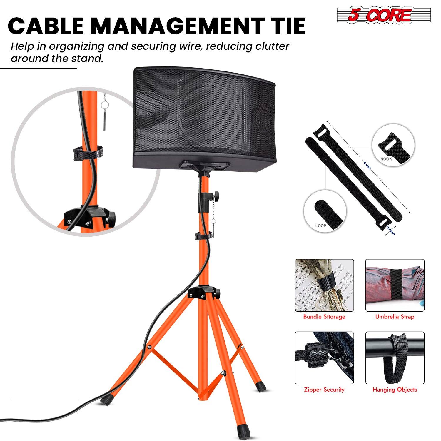 CABLE MANAGEMENT TIE  
Help in organizing and securing wire, reducing clutter around the stand.

5 CORE

- HOOK
- LOOP

Bundle Storage  
Umbrella Strap  
Zipper Security  
Hanging Objects