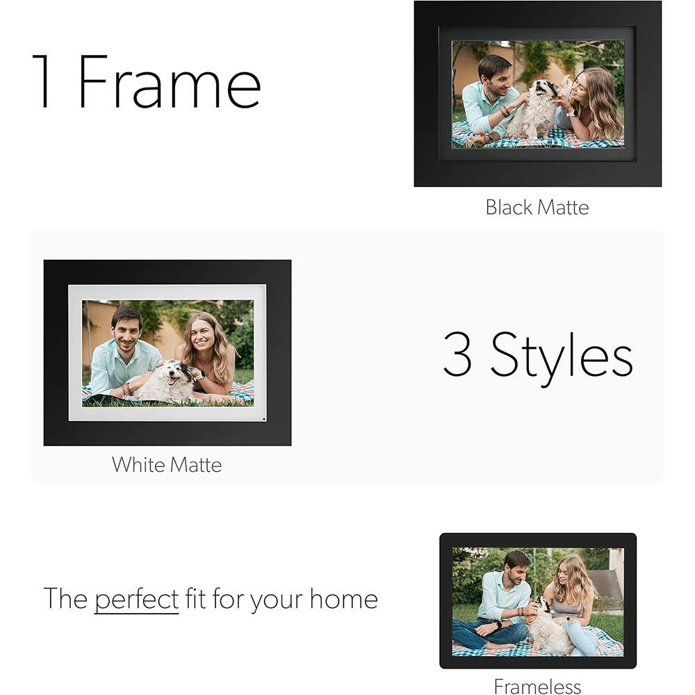 MOSZAR LLC - 8" WiFi Digital Picture Frame Black Wood Touch Screen