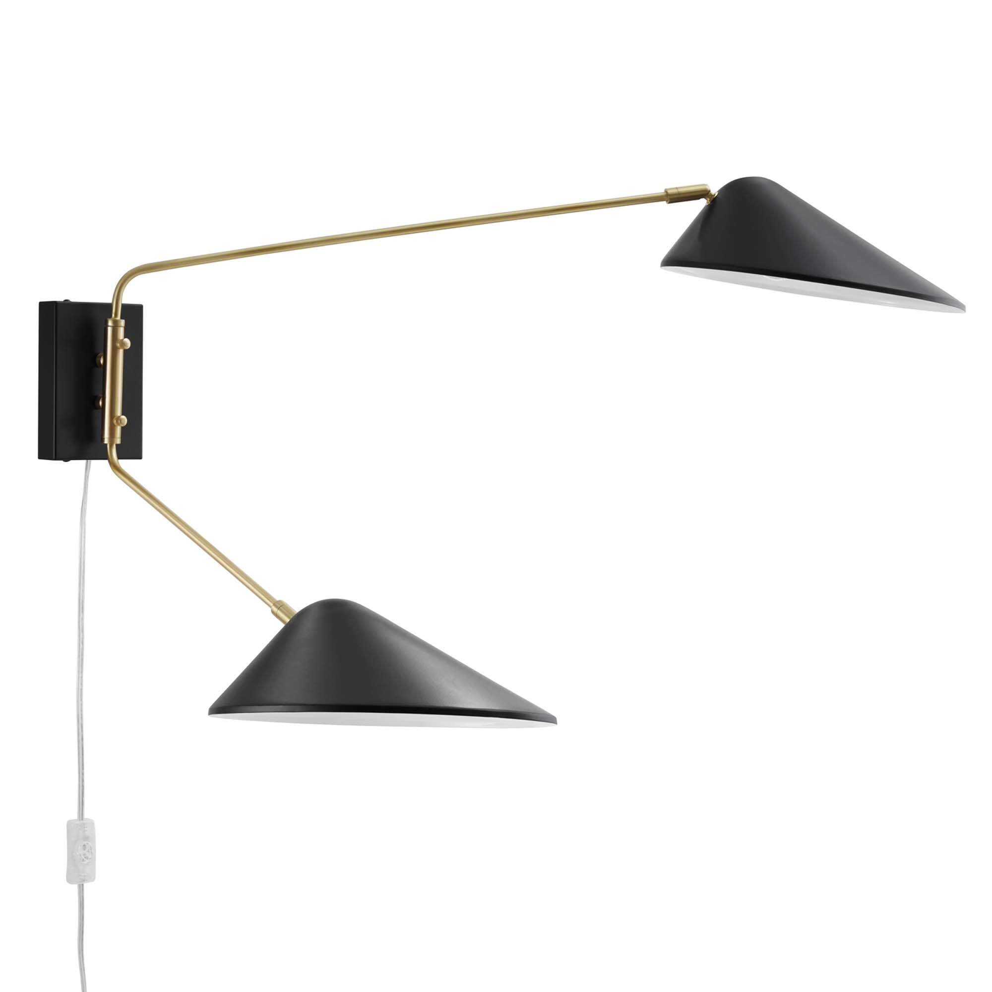 Alt View 1. Modway - Journey 2-Light Swing Arm Wall Sconce by Modway - Black.