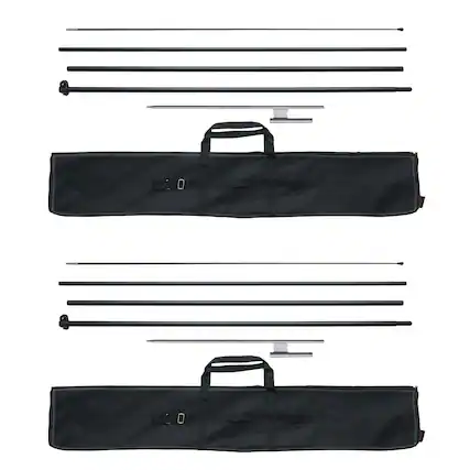 Front. VEVOR - Feather Flag Pole Kit, 2 Packs Swooper Flag Pole 16.3 ft, Sign Flag Poles for Business Advertising Flags Outdoor - Black, gray and silver.