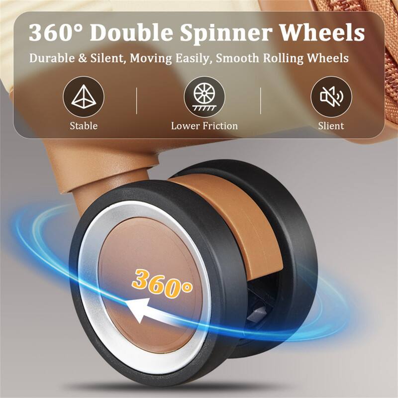 360° Double Spinner Wheels  
Durable & Silent, Moving Easily, Smooth Rolling Wheels  

- Stable  
- Lower Friction  
- Silent  

360°