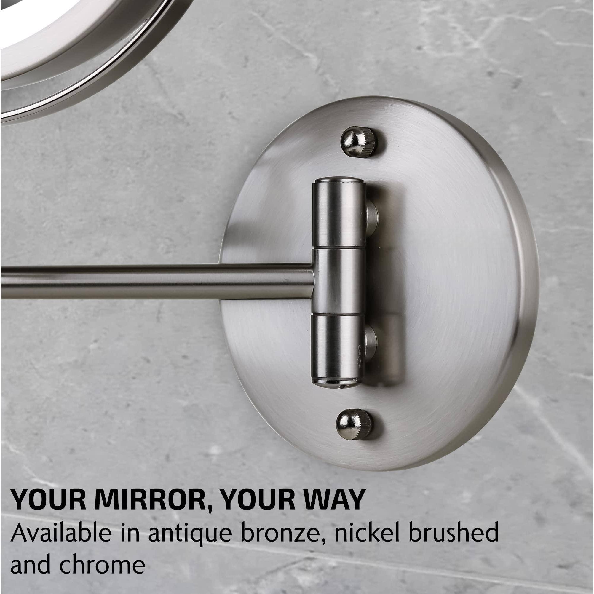 Alt View 5. Cedar Assembly - Mirror Lighted Magnifying Vanity Makeup Double-Sided Premium Quality Stylish Design Modern Elegant - Antique Bronze-8.5"L x 6.8"W-10X Magnification.