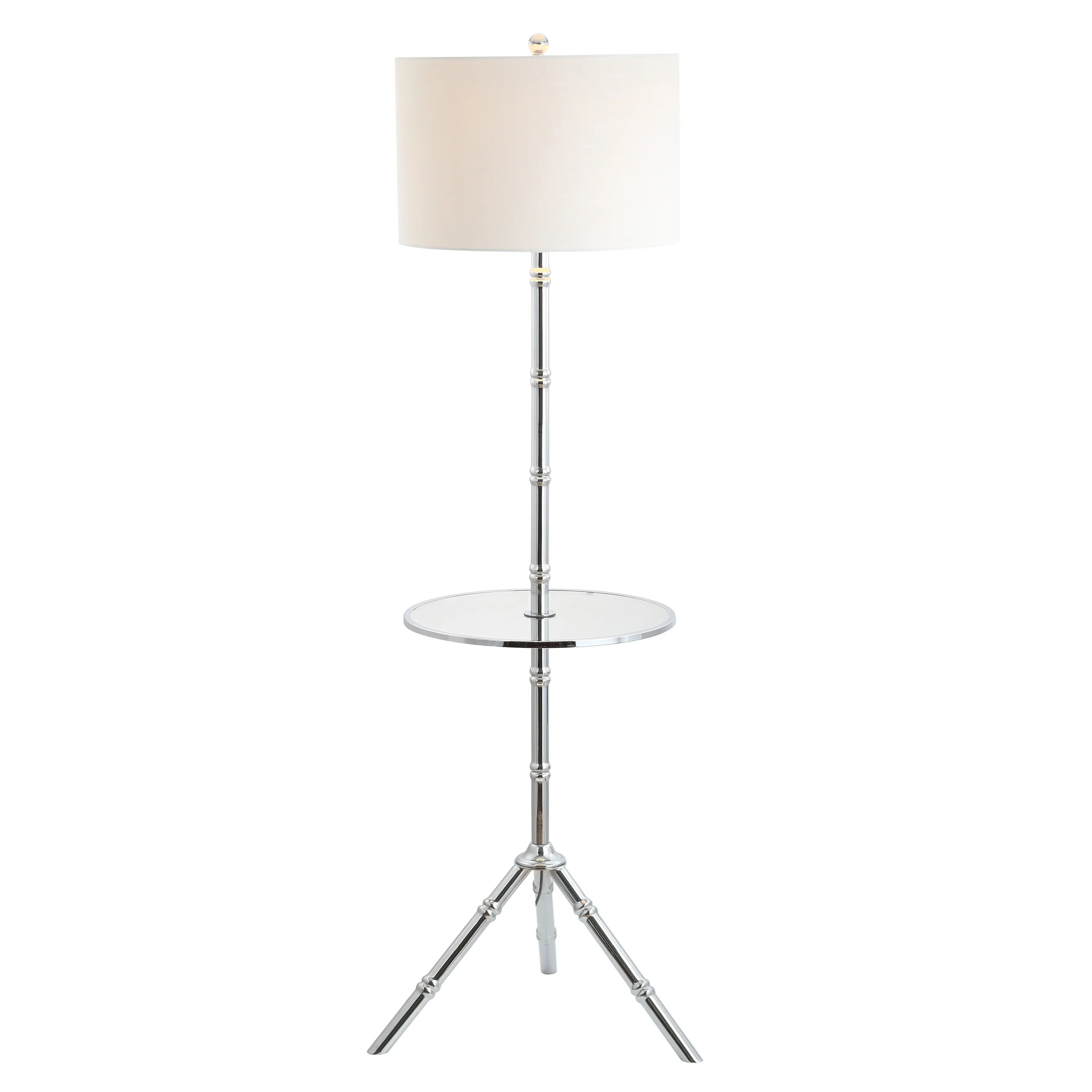 Jonathan Y - Hall 62" Metal LED End Table Floor Lamp - Chrome