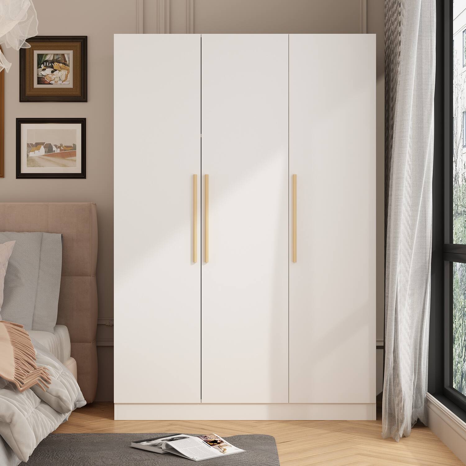 Alt View 2. FUFU & GAGA - FUFU&GAGA 3 - Door Wardrobe: Minimalist Design with Ample Storage & Anti - Tip Safety - White.