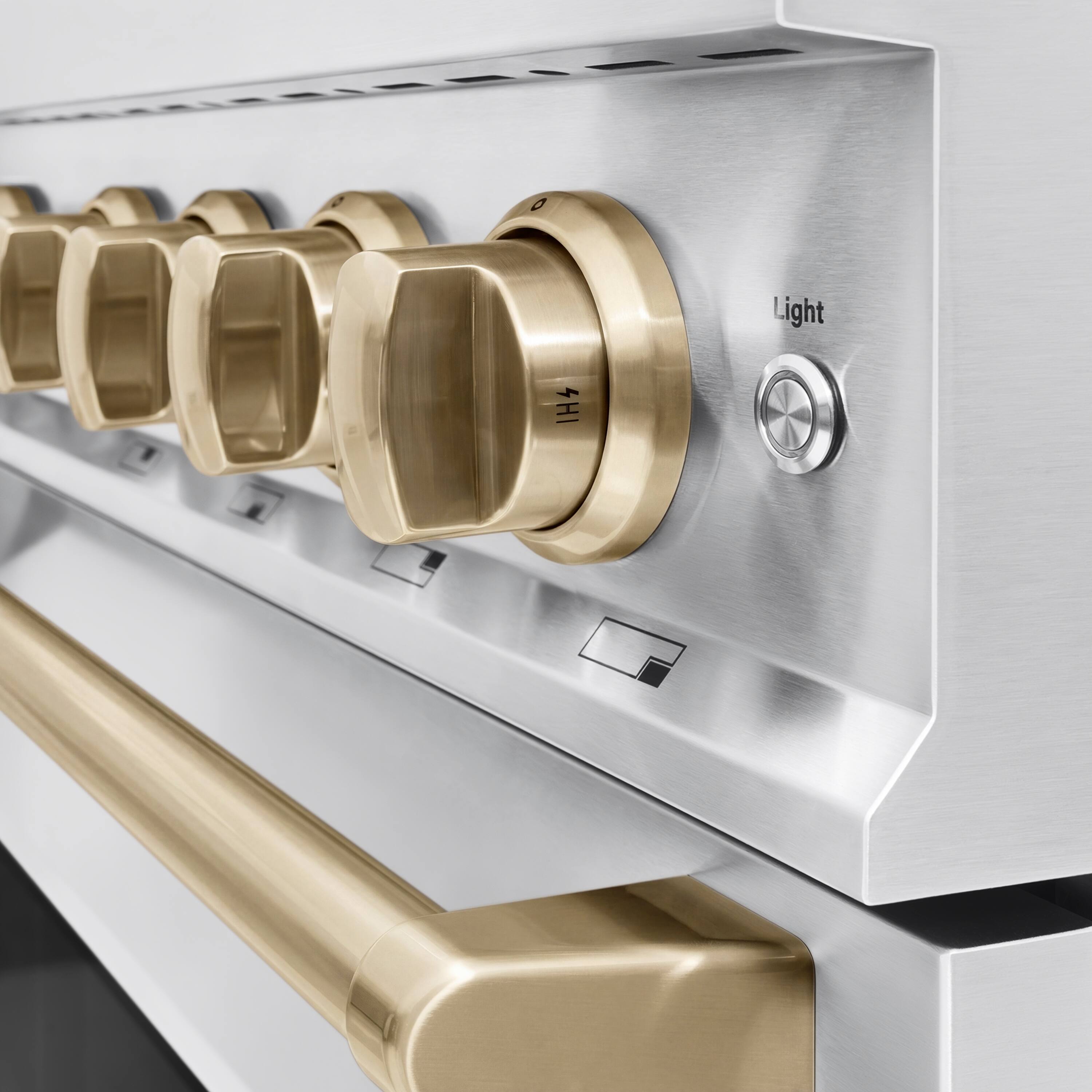 Alt View 15. ZLINE - Autograph 48 in. 6.7 cu. ft. Classic Freestanding DuoPro Gas Range with Convection Oven & Champagne Bronze Accents - Stainless Steel.