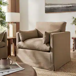 Wellfleet Slipcovered Linen-Blend Armchair by Modway - Almond