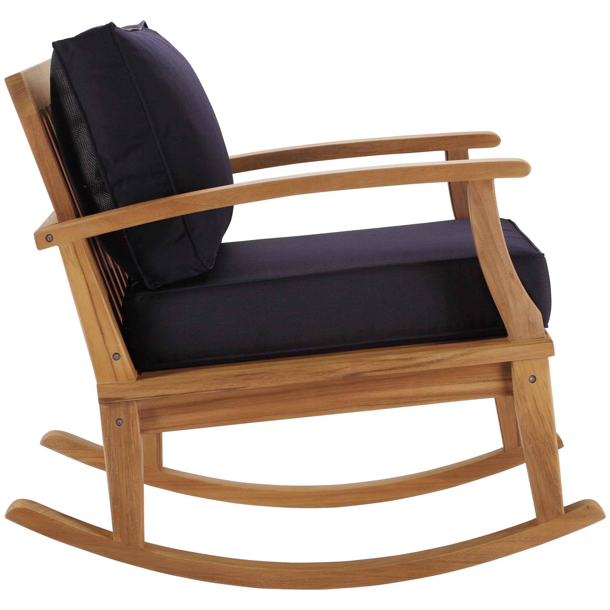Back. Modway - Marina Outdoor Patio Teak Rocking Chair by Modway - Natural Navy.