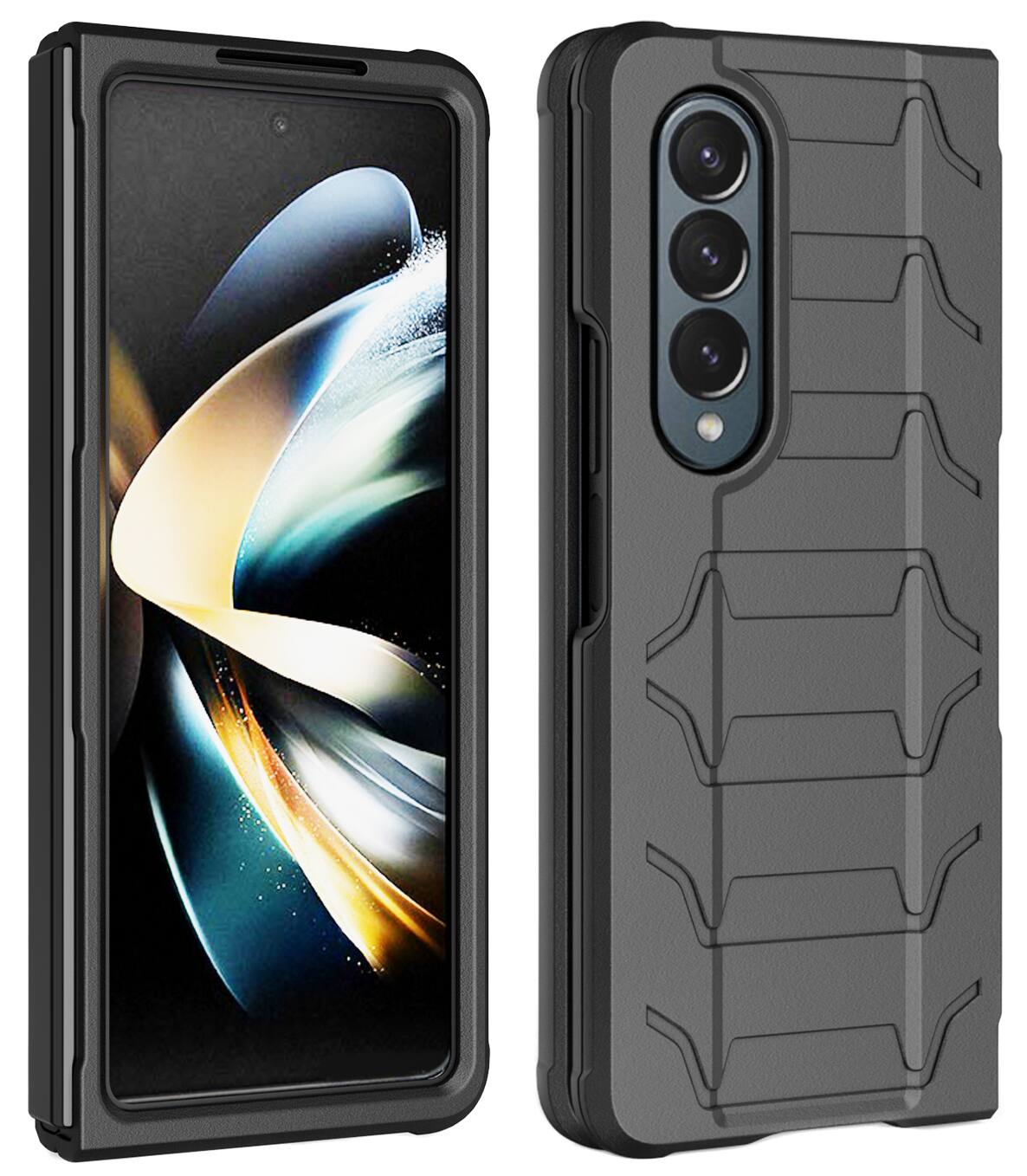 Alt View 9. Nakedcellphone - Case and Holster Belt Clip Combo for Samsung Galaxy Z Fold 4 Phone - Black.