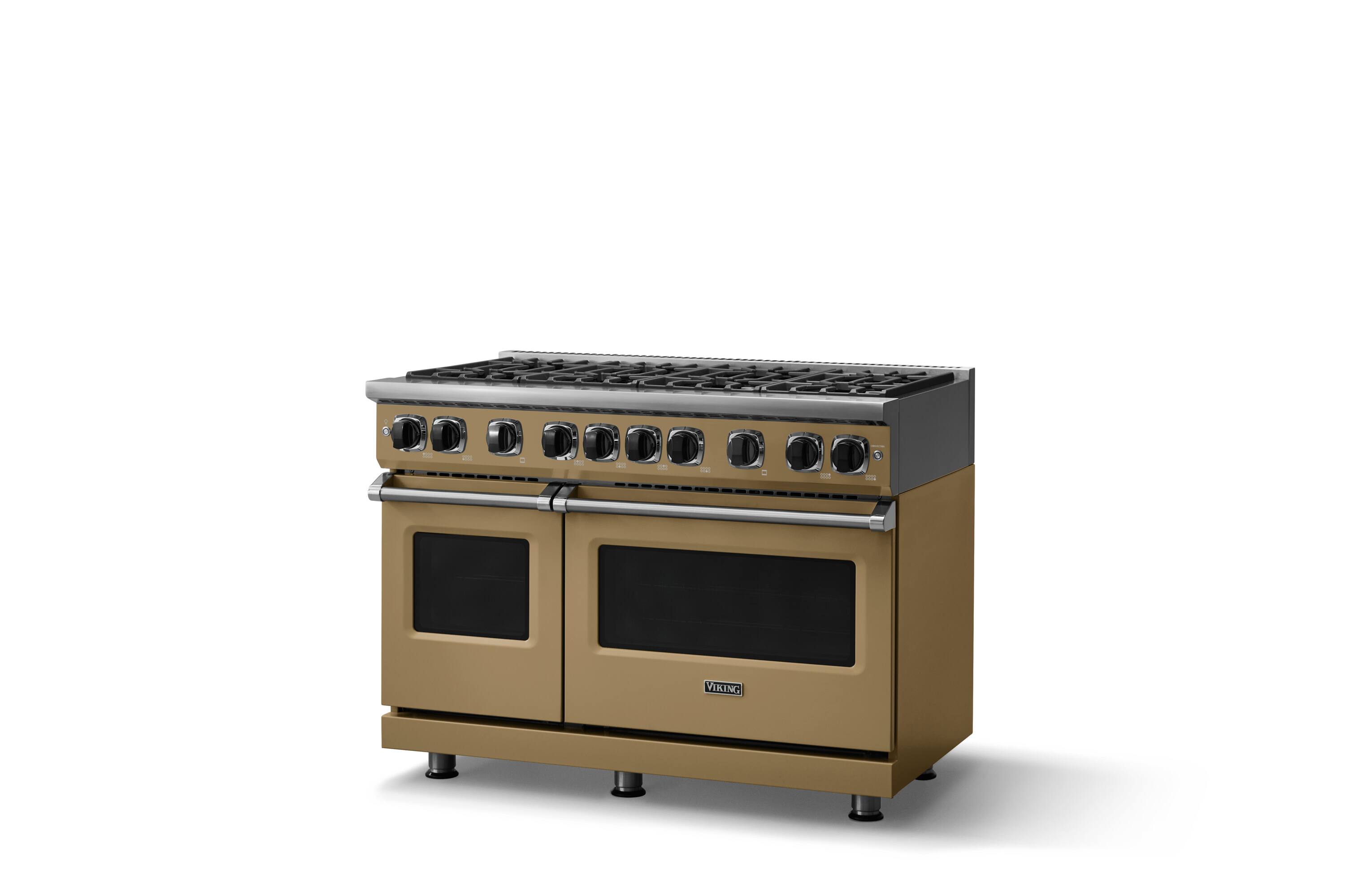 Angle. Viking - 48"W. 7.3 Cu. Ft. Freestanding Sealed 8 Burner Gas Range - Golden Hour - Golden Hour.