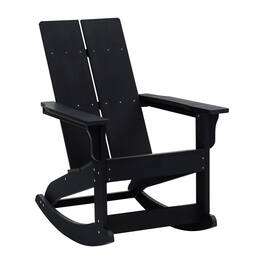 Emma + Oliver - Modern All-Weather Poly Resin Adirondack Rocking Chair for Indoor/Outdoor Use - Black