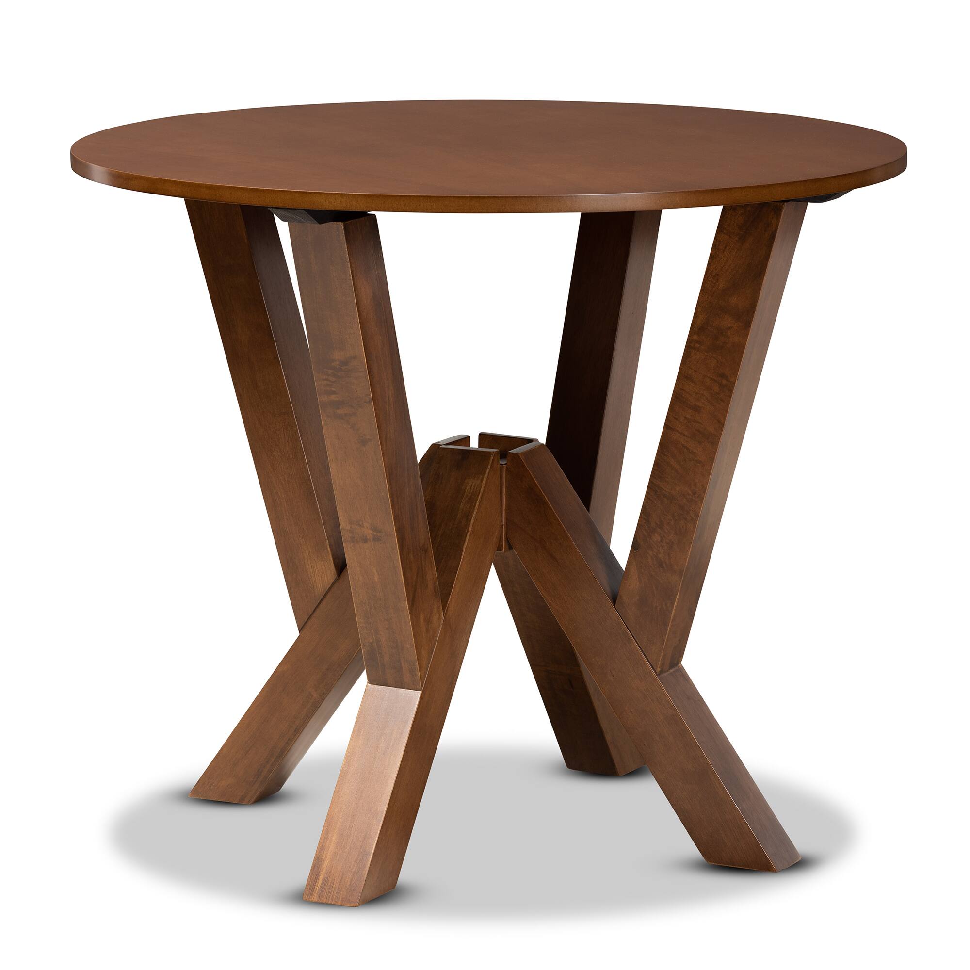 Baxton Studio - Irene Modern and Contemporary Finished 35-Inch-Wide Round Wood Dining Table - Walnut