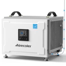 Airecoler - 70 Pints Energy Star Commercial Dehumidifier with Pump for Crawlspace & Basement, Detachable Control Panel - White & Gray