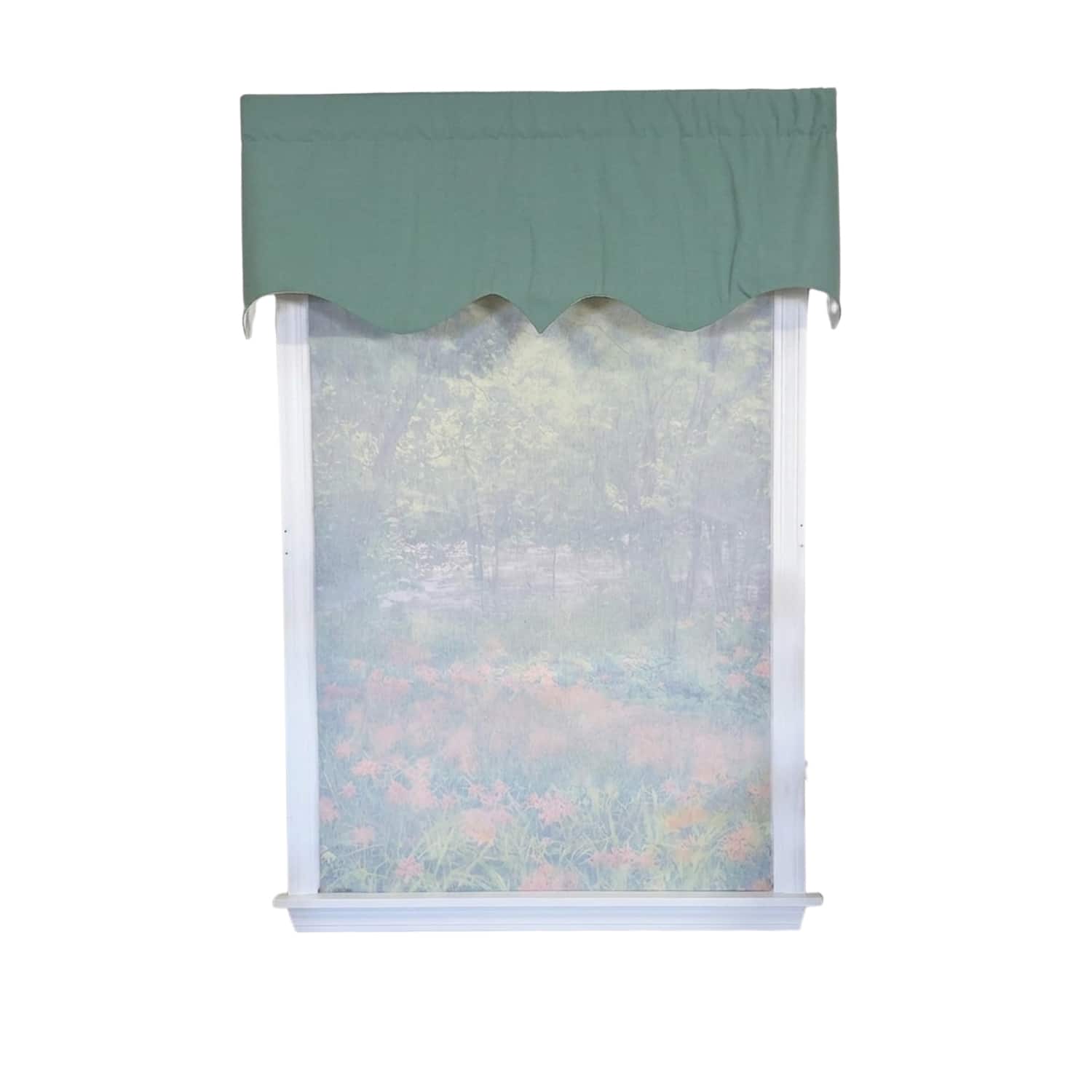 RLF Home - Soft Duck Regal Window Valance 100% Cotton Lined Rod Pocket 50" x 17" - Green