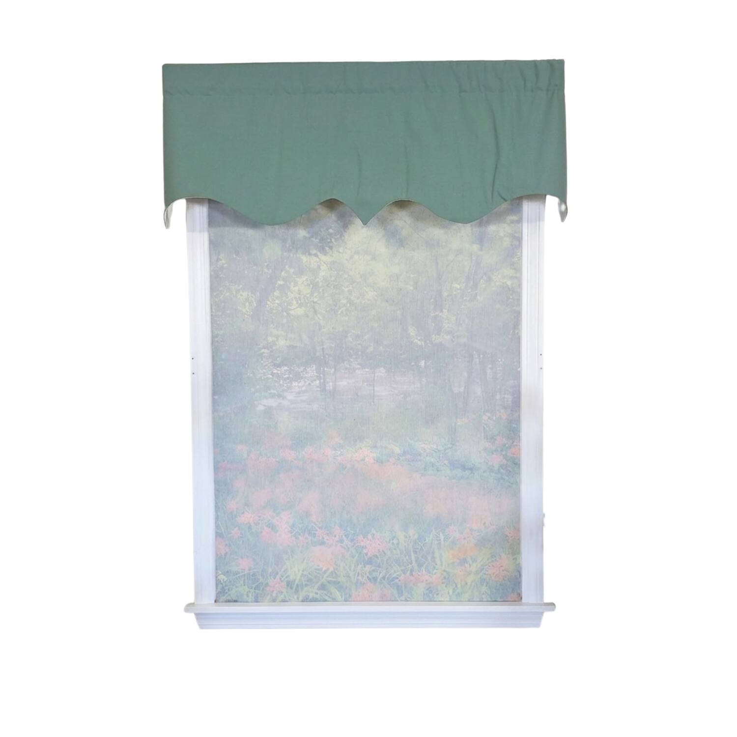 Front. RLF Home - RLF Home Soft Duck Regal Window Valance 100% Cotton Lined Rod Pocket 50" x 17" Green - Green.