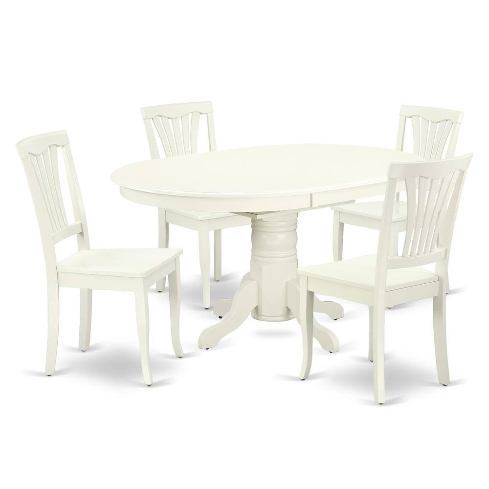 Back. East West Furniture - Dining Room Set Linen White - Brown.