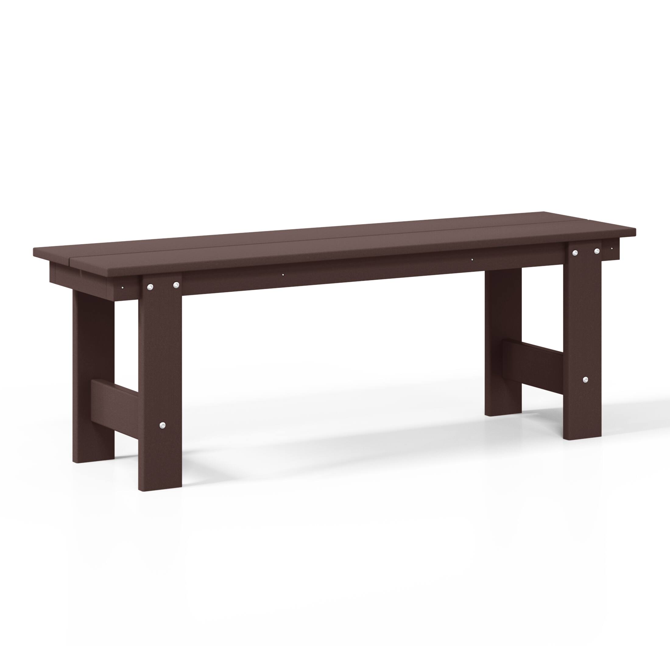 Alt View 2. WestinTrends - WestinTrends Ashore Outdoor HDPE 48" Modern Backless Patio Bench - Dark Brown.