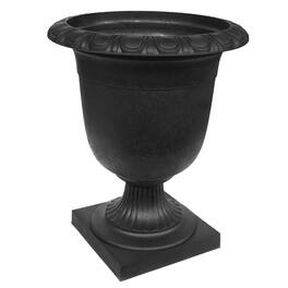 Tierra Verde - Self-Watering Indoor Outdoor Urn Planter, Crescendo, 19"W x 23"H - Black