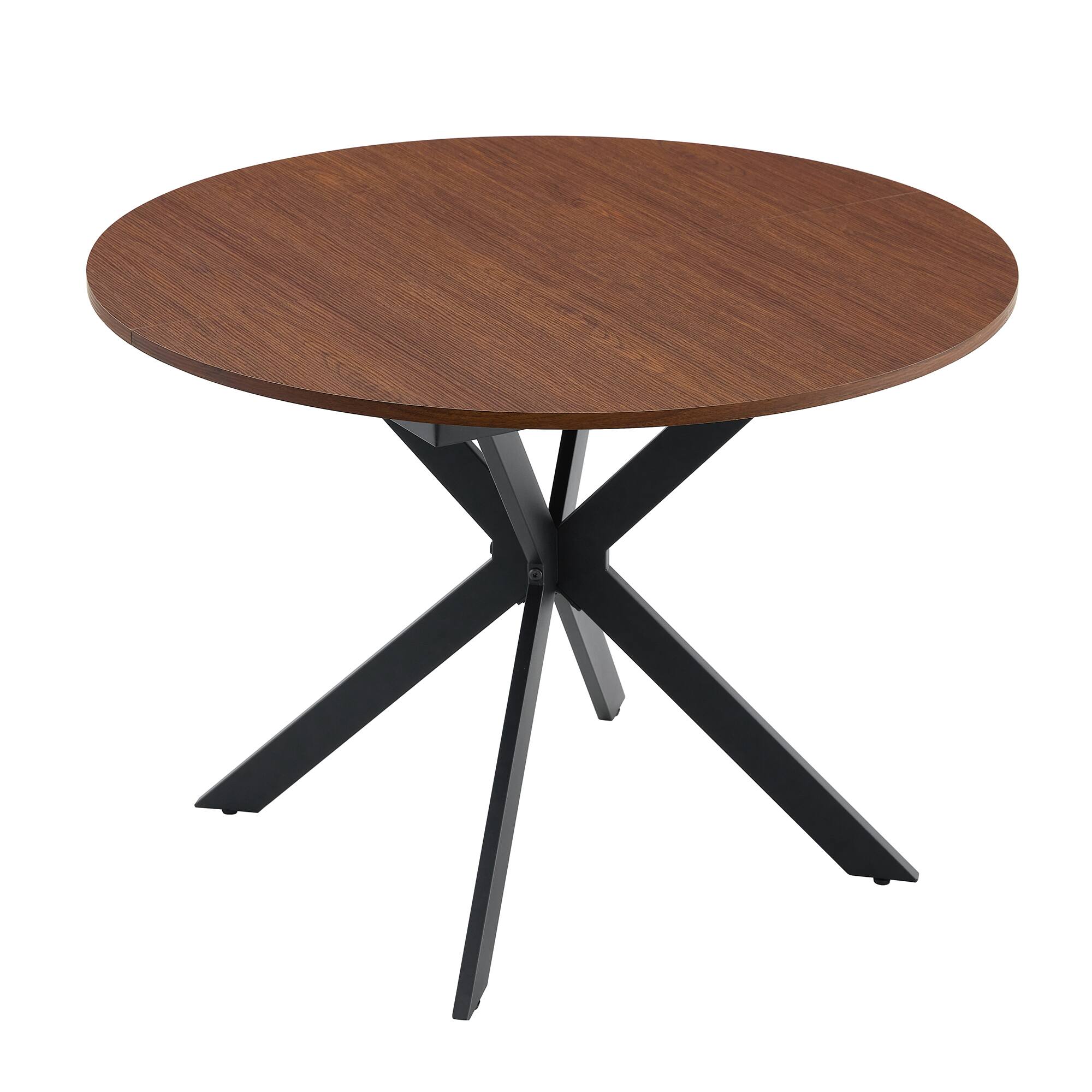 Alt View 10. Loheer - Loheer- Extendable Round Dining Table 3.58 to 4.5 ft Space Saving Metal Legs 4 to 6 Seater for Small Apartment - Walnut.