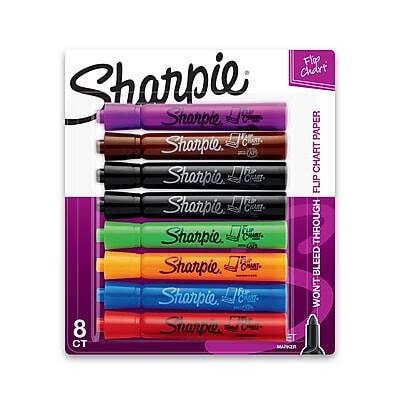 Sharpie - Flip Chart Tank Permanent Marker, Bullet Tip, Assorted, 8/Pack (22480)