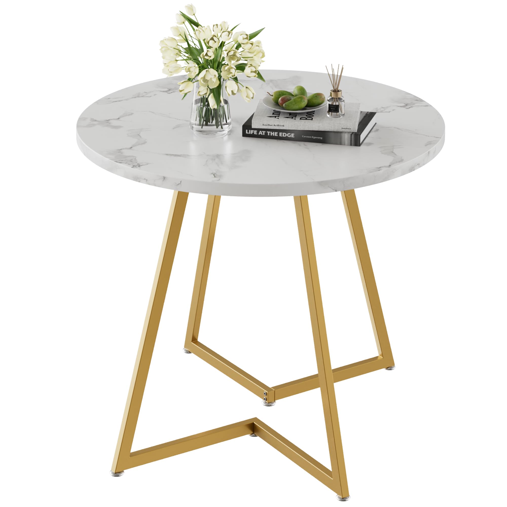White & Gold 31.5" Dining Table