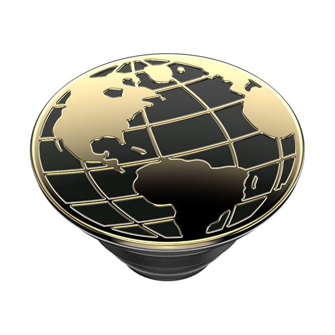 Alt View 1. PopSockets - PopSockets PopGrip: Phone Grip and Phone Stand, Collapsible, Swappable Top, Enamel Globe Trotter - Enamel Globe Trotter.