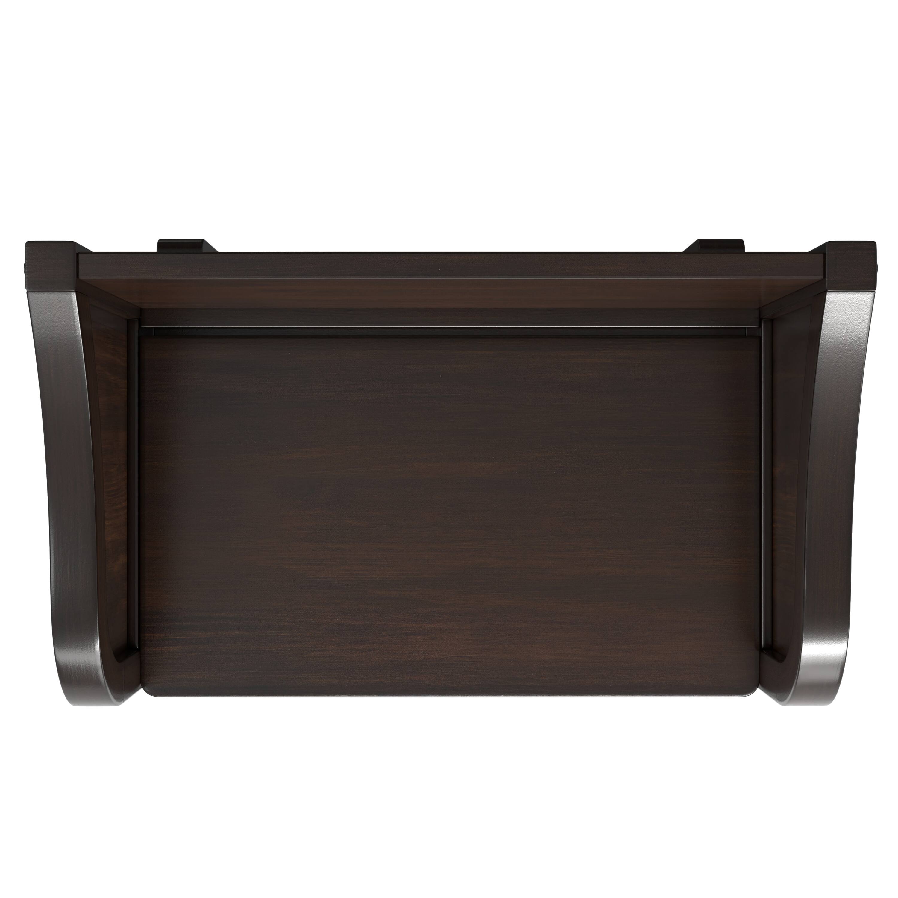 Alt View 1. Simpli Home - Connaught SOLID WOOD 30 inch Wide Traditional Small Entryway Storage Bench in Chestnut Brown - Chestnut Brown.