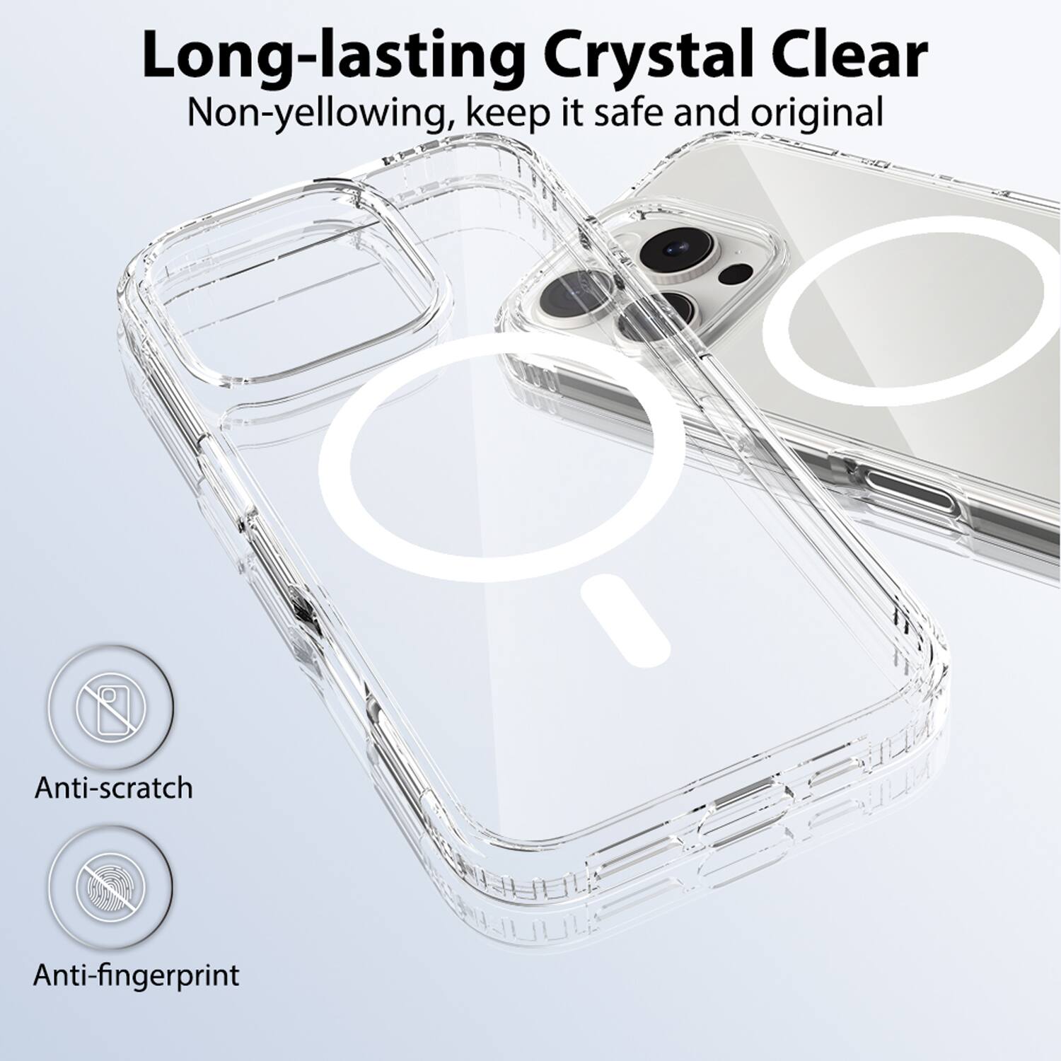 Long-lasting Crystal Clear  
Non-yellowing, keep it safe and original  

Anti-scratch  
Anti-fingerprint