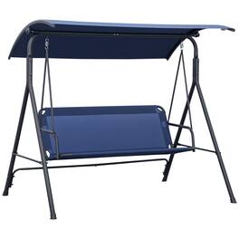 Outsunny - 3-Person Porch Swing with Stand, Outdoor Swing for Patio Porch with Adjustable Tilt Canopy - Dark Blue