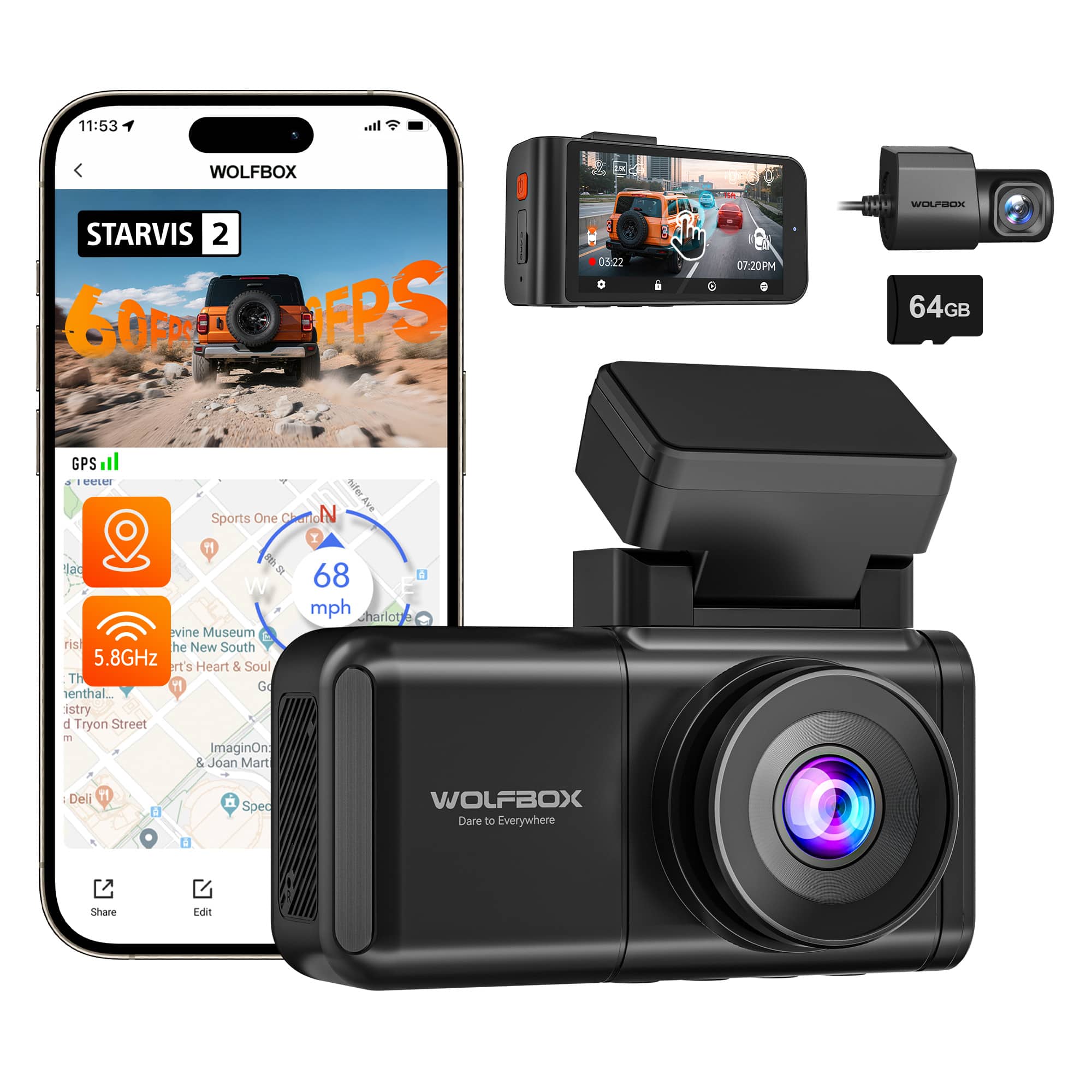 11:53 WOLFBOX
STARVIS 2
60FPS
GPS
1 footer
5.8GHz
68 mph
WOLFBOX
Dare to Everywhere
64GB
Share
Edit