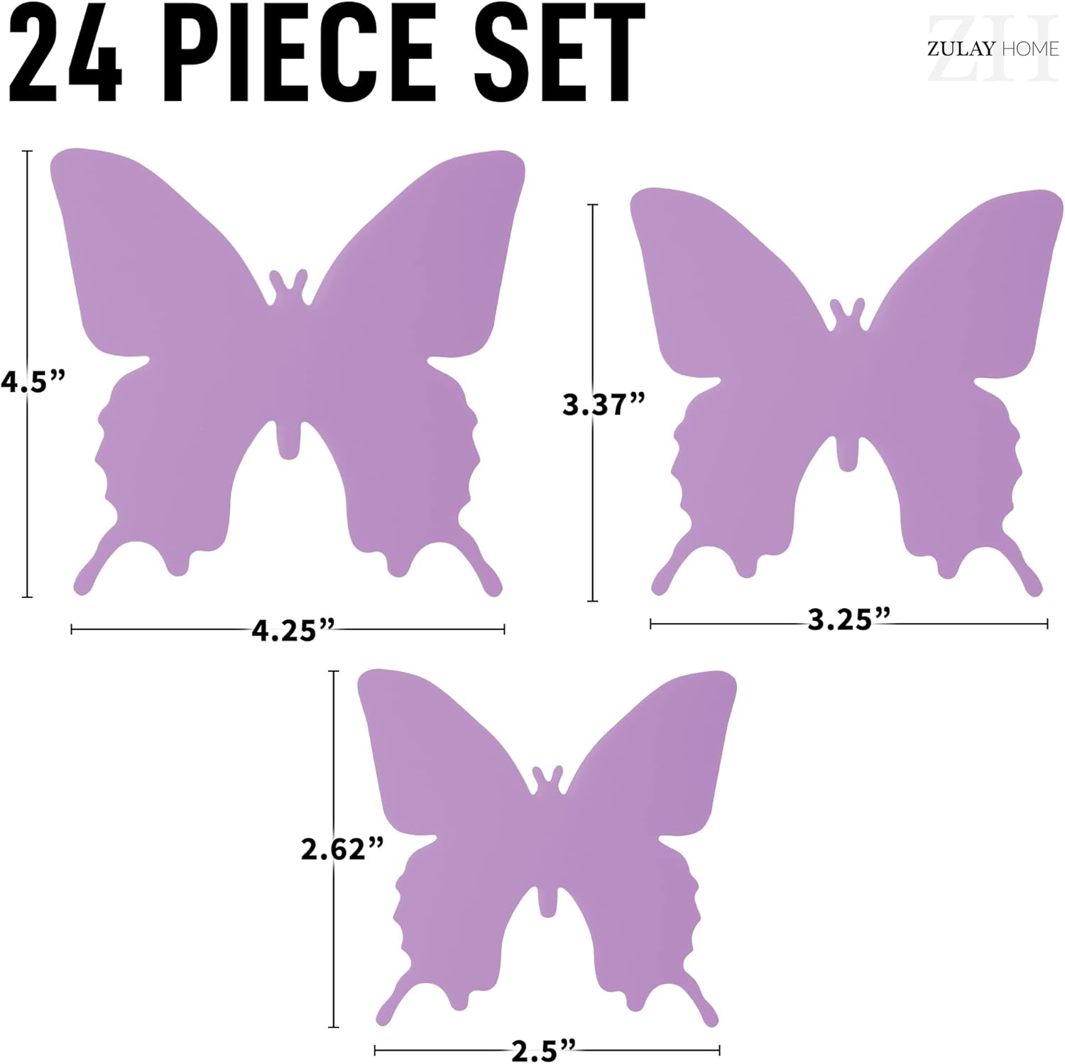 24 PIECE SET

ZULAY HOME

4.5"
3.37"
4.25"
3.25"
2.62"
2.5"