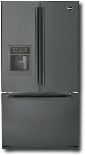 Front Standard. LG - Panorama 24.7 Cu. Ft. Side-by-Side Refrigerator with Bottom-Mount Freezer - Black.