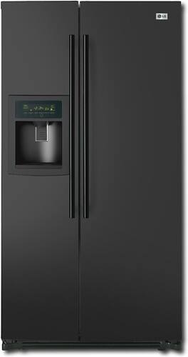 Front Standard. LG - 26.5 Cu. Ft. Side-by-Side Refrigerator with Thru-the-Door Ice and Water - Smooth Black.