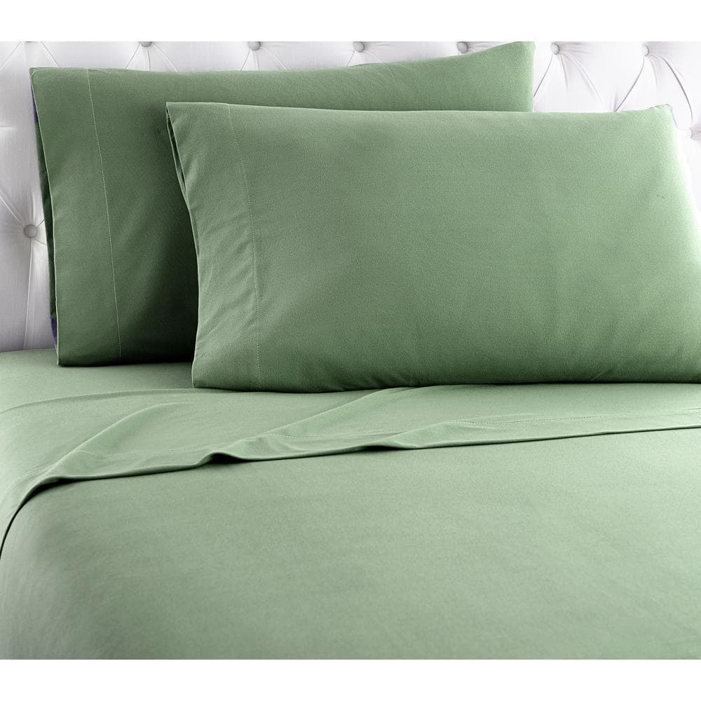 Shavel Home Products - Micro Flannel Solid Color Deep-Pocket Sheet Set, Twin - Willow