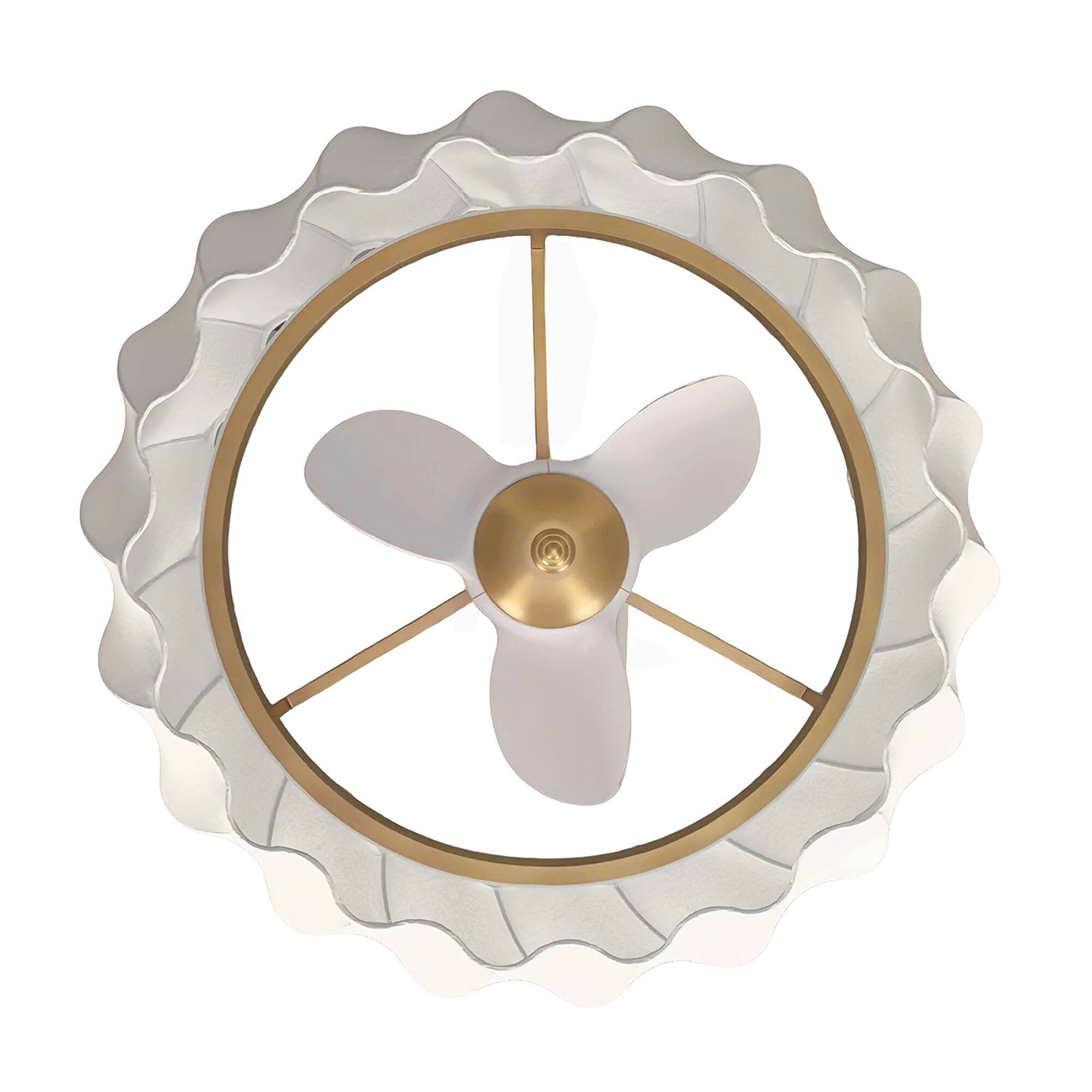 Alt View 3. Parrot Uncle - 30" Luxury Modern Silk Fandelier Ceiling Fan with LED Light, 6-Speed Reversible Motor and Remote Control - Brass.